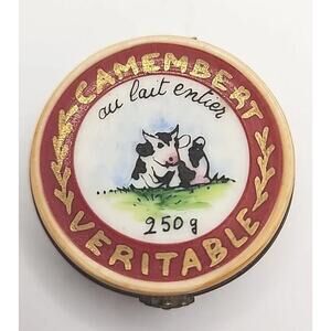 Vtg Limoges Peint Main France Camembert Cheese-wheel Slice Trinket Box Note*